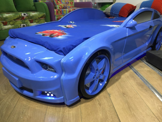 Кровать-машина "Мустанг" 3D синий