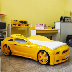 Кровать-машина "Мустанг" 3D желтый